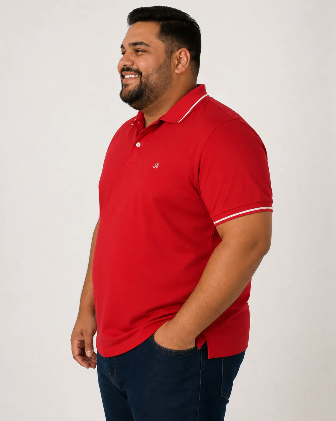 Camiseta Masculina Gola Polo Plus Size lado ou costas