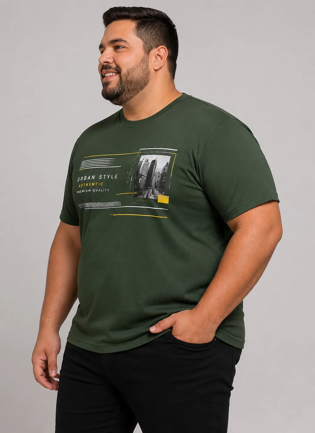 Camiseta Masculina Plus Size Estampada lado ou costas