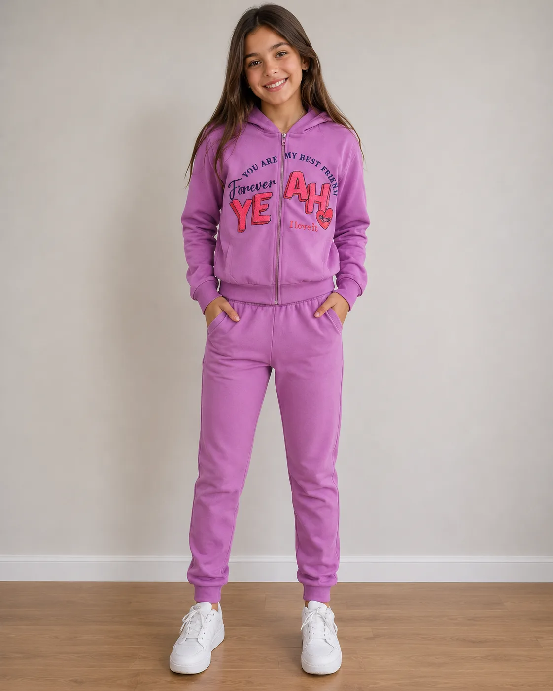 Conjunto Juvenil Feminino Moletom com Capuz Moda infantil Variadas da Loja Precinho10