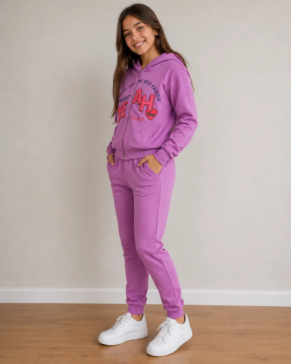Conjunto Juvenil Feminino Moletom com Capuz lado ou costas