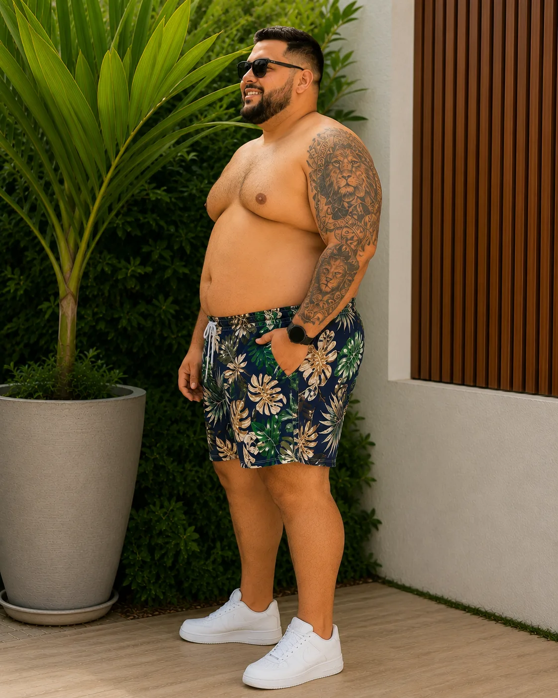 Short Mauricinho Masculino Plus Size lado ou costas