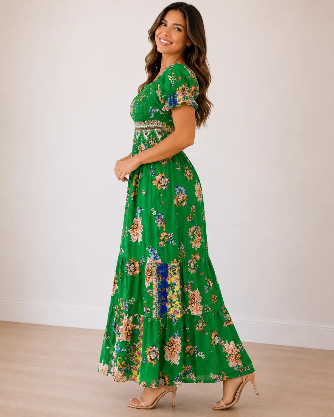 Vestido Longo Aurora Floral lado ou costas
